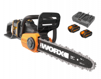 Пила цепная WORX WG384E.X аккумуляторная 40V 35см, бесщеточная, с двумя АКБ на 4Ач и двойным ЗУ в 2A+2А 