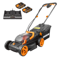 Газонокосилка WORX WG779E аккумуляторная 40V 34см, с двумя АКБ на 2,5Ач и двойным ЗУ в 2A 