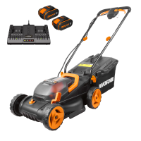 Газонокосилка WORX WG779E.1 аккумуляторная 40V 34см, с двумя АКБ на 4Ач и двойным ЗУ в 2A+2А 