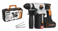 Перфоратор WORX WX380 аккумуляторный 20V 2,2Дж, с АКБ на 4 А*ч и ЗУ, в кейсе