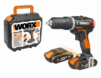 Дрель-шуруповерт ударная WORX WX367 аккумуляторная 20V 40Нм, бесщеточная, с двумя АКБ на 1,5Ач и ЗУ, в кейсе