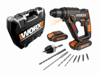 Перфоратор WORX WX390.1 аккумуляторный 20V 1,2Дж, с двумя АКБ на 2Ач и ЗУ, в кейсе