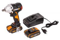 Гайковерт ударный WORX WX272 аккумуляторный 20V 300Нм, бесщеточный, с двумя АКБ на 2 А*ч и ЗУ, в кейсе
