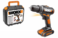 Дрель-шуруповерт WORX WX101.2 аккумуляторная 20V 30Нм, с АКБ на 2Ач, в кейсе