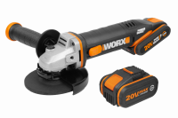 Угловая шлифмашина (болгарка) WORX WX803 аккумуляторная 20V 125мм, с двумя АКБ – на 2Ач и 4Ач и ЗУ, в кейсе 