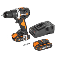 Дрель-шуруповерт аккумуляторная WORX WX102, 20В, 60Нм, бесщеточная, 2Ач х2, ЗУ, кейс