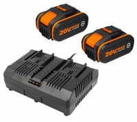 Комплект WORX WA3611 – два аккумулятора на 4Ач и двойное зарядное устройство в 4А (2А+2А) 