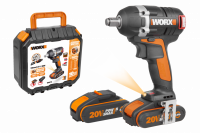 Гайковерт ударный WORX BL WX279 аккумуляторный 20V 300Нм, бесщеточный, с двумя АКБ на 2Ач и ЗУ, в кейсе