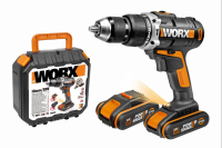 Дрель-шуруповерт ударная WORX WX372 аккумуляторная 20V 50Нм, с двумя АКБ на 2Ач и ЗУ, в кейсе