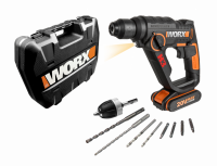 Перфоратор WORX WX390.2 аккумуляторный 20V 1,2Дж, с АКБ на 1,5Ач и ЗУ, в кейсе